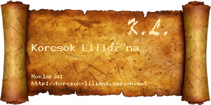 Korcsok Liliána névjegykártya